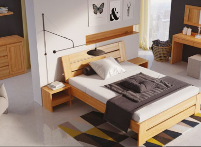 Bedroom set 5 pieces. Bed 2x Bedside table + makeup table Mirror solid wood Furniture new